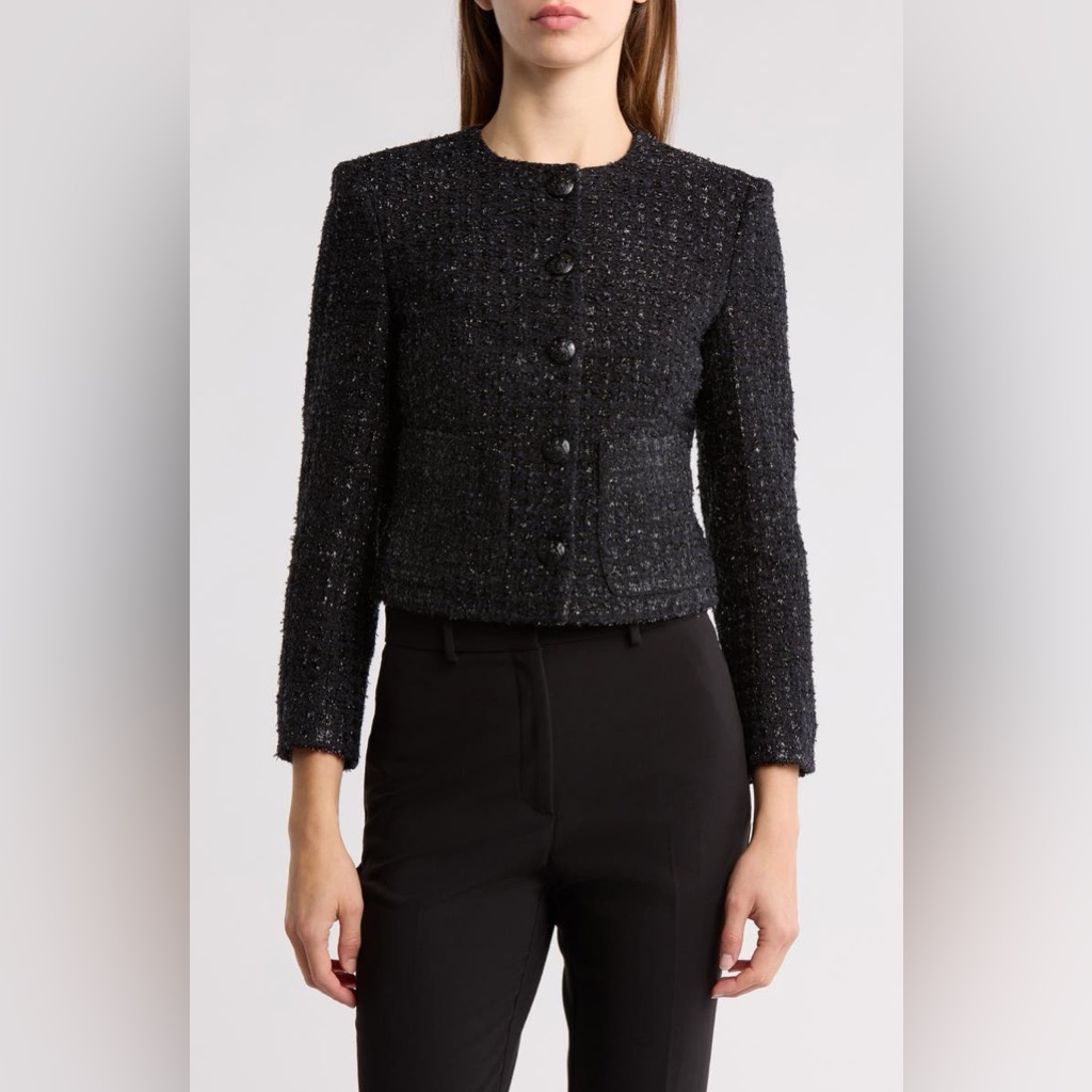 Nwt $698 Veronica Beard Nathan Shimmer Tweed Jacket